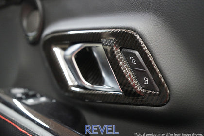 Revel GT Dry Carbon Inner Door Handle Cover 2020 Toyota GR Supra - 2 Pieces for the MK5 Toyota Supra GR A90 MKV - Door Handle Installed Product Closeup